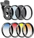 Apexel Kit filtro per lenti fotografiche per telefoni - 52 mm filtro a colori graduato (blu, giallo, arancione, rosso) CPL, ND32 e filtri a stella per Nikon Canon Gopro iPhone e tutti i telefoni