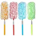 Tonmp 4 Pcs Microfiber Duster, Microfiber Hand Duster Washable Microfibre Cleaning Tool Extendable Dusters for Cleaning Office, Car, Computer, Air Condition, Washable Duster