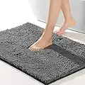 SONORO KATE Bathroom Rug 32"×20", Non-Slip Bath Mat, Soft Cozy Shaggy Durable Thick Chenille Bath Rugs for Bathroom,Easier to Dry, Plush Rugs for Bathtubs, Rain Showers and Under The Sink (Dark Grey)