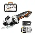 WORX 18V(20V MAX) Scie Circulaire Sans Fil, WX527.1 【Guide Parallèle Scie Circulaire】 avec Lame TCT 24T, Ø de Lame 85mm, Capacité de Coupe Maximale 27mm, Batterie 2,0Ah, 1H Charge Rapide