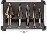 Driak 5pcs Hss Cobalt Multiple Hole 50 Sizes Step Drill Bit Set with Aluminum Case for Wood Metal Hard Materials Hole Drilling Tool