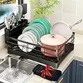 coobest Dish Drying Rack, Dish Racks for Kitchen Counter with Utensil Holder, Dish Drainers for Kitchen Counter with Adjustable Swivel Spout and Drainboard, Kitchen Gadgets and Kitchen Organization