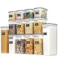 Vtopmart 14pcs Food Storage Containers Set, Kitchen & Pantry Organizers and Storage, BPA-Free Plastic Airtight Pantry Storage Container with Lids for Cereal, Flour and Sugar, Includes 24 Labels