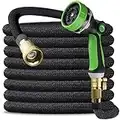 Knoikos Expandable Garden Hose 100ft - Flexible Water Hose with 10 Function Nozzle -Leakproof Lightweight No-Kink Garden Hose with Solid Fittings