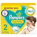 Pampers Baby Nappies Size 2 (4-8 kg / 9-18 lbs), 240 Nappies, MONTHLY SAVINGS PACK, Baby Essentials For Newborn