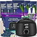 ANRUZ Waxing Kits Professional Full Kit, Digital Wax Pots for Waxing Professional with 5 Bags Wax Beads (100g Each) and 20 Applicator Sticks, 2 Treatment Oils-at Home Wax Warmers for Full Body Waxing