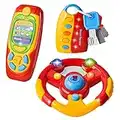 JOYIN 3 pezzi giocattolo per volante di guida per bambini, chiavi per auto e giochi per cellulare con musica per bambini e ragazze