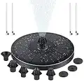 MSDADA Solar Fountain Bird Bath 6.3in (16CM) - Solar Water Fountain Pump Floating Fountain with 7 Nozzles & 4 Fixers for Bird Bath,Fish Tank,Pond,Garden Decoration,Outdoors - Upgraded 3W Solar Panel