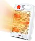 Infrared Space Heater Portable Radiant Quartz Heater for Indoor Use Home Office Bedroom with 2 Heat Settings, Quiet and Light without Fan, Warm up Immediately, Overheat & Tip-Over Protection