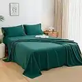 Twin Size Sheets Set - 3 Piece - Green Brushed Microfiber 90 GSM Bed Sheets with Deep Pockets Up to 17", Extra Soft Easy Fit - Fits College Dorm Room Mattres,Breathable & Cooling - Wrinkle Free