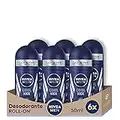 NIVEA MEN Cool Kick Roll-on en pack de 6 (6 x 50 ml), desodorante de hombre con un golpe de frescor, desodorante antitranspirante para el cuidado masculino