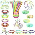 Vicloon Barras Luminosas, 100pcs Pulseras Luminosas con Variedad de Conectores, Kits para Crear Gafas, Pulseras triples, una Diadema, Bolas Luminosas, Mariposas, una Bola Luminosa Premium