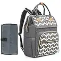 BABEYER Diaper Bag Backpack, Large Capacity Travel Nappy Bags With Insulated Pockets, Changing Pad-Gray