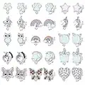 Adramata 15Paires Boucles Oreilles Clip pour Femme Fille Non Percées en Coeur Étoile Fleur Mignonnes Animaux Papillon Chat Licorne Hypoallergénique Boucle d'Oreille Enfant Fille