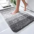 OLANLY Luxury Bathroom Rug Mat 30x20, Extra Soft and Absorbent Microfiber Bath Rugs, Non-Slip Plush Shaggy Bath Carpet, Machine Wash Dry, Bath Mats for Bathroom Floor, Tub and Shower, Grey