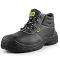 Black Hammer Mens Safety Boots Work Shoes Leather Steel Toe Cap Lightweight Footwear S3 SRC 1400 (9 UK) Black