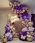 Purple Balloon Garland Kit Dark And Gold Arch Lavender Light Decoration For Baby Girl Princess Party Birthday