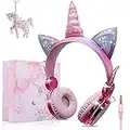 Cuffie Unicorno Per Bambini, Cuffie On-Ear Da Giocatore Per Telefono Da Ragazza Con Microfono, Cavi Rimovibili Da 3,5 Mm Cuffie Cablate Per Cellulare/Tablet/Laptop, Regali Per Ragazza Per Compleanno