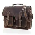 C CUERO 18 Inch Retro Brown Laptop Messenger Bag Office Briefcase Crossbody Travel Bag For Men And Women Bag Office Laptop Bag (retro briefcase)