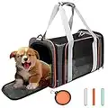 H.S.C PET Cats Soft-Sided Carriers for Puppies Travelling,3 Ventilated Mesh Windows,with Bag,10 lbs Puppy/12 lbs Cat or Kittens (Medium, Orange)