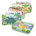 BBLIKE Puzzle Enfant 2 3 4ans, 5 Niveaux de Difficulté Différents Jouet Puzzle en Bois pour Enfants, Jouet Puzzle en Carton Éducatif Parfait pour Garçons Filles de 2 Ans +（Dinosaure）