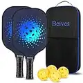 Beives Pickleball Paddles Set of 2 Graphite Pickleball Set Pickleball Rackets Equipment with Pickleball Racquet, Honeycomb Composite Core, 4 Balls and Portable Carry Bag