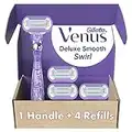 Gillette Venus Extra Smooth Swirl Razors for Women , 1 Razor , 4 Razor Blade Refills , Flexiball Handle a Close , Shave