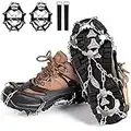 Jasonwell Crampons Ice Cleats for Shoes - 19 Spikes Stainless Steel Anti-Slip for Women Men Kids Provides Traction In Ice Snow Fit Hiking Fishing Walking Climbing Mountaineering (M)