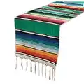 Koobysix Chemin de table 35 x 213 cm Couverture mexicaine rayée arc-en-ciel Chemin de table tissé Frange Coton Nappe Festival Fête Décoration de table de maison