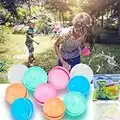 ZUPIIY Reusable Water Balloons, Summer Water Toys, Outdoor Toys, Pool Toys, Self-Sealing Water Bomb for Kids Adults, Silicone Water Ball Easy Quick Fill, Fun Splash Water Bomb Party Supplies(12 PCS)