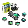 Apexel 6 in 1 - Kit di obiettivi per fotocamera per telefono con obiettivo grandangolare + obiettivo macro + obiettivo fisheye + filtro ND, clip per iPhone 8/x 7/Plus Samsung S8 Android Smartphone