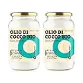 Olio di Cocco Biologico Extra Vergine CocoNativo –2x1000ml (2L)– Crudo e Spremuto a Freddo; Organico e Puro; Non Processato, (Bio Nativo),Ideale per Capelli, per il Corpo e ad Uso Alimentare