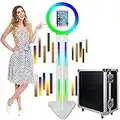 HITUGU Portable Photo Booth Selfie Station Machine for 12.9'' iPad Pro 6th/5th/4th/3rd Generation,Photobooth Stand with Software,RGB Ring Light,Music Sync RGB Light Box,Remote Control, for Party