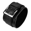 JewelryWe Mens Wide Leather Cuff Band Bracelet Punk Rock Bangle Wristband, for Father’s Day