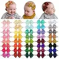 40 Pieces Baby Girls Headbands Nylon Hairband Grosgrain Ribbon Hair Bows Handmade Hair Accessories for Newborn Infant Toddler Kids