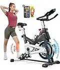 Pooboo Magnetic Exercise Bike Stationary, Indoor Cycling Bike with Built-In Bluetooth Sensor Compatible with Exercise bike apps& Ipad Mount, Comfortable seat and Slant Board, Silent Belt Drive, 350LBS Weight Capacity