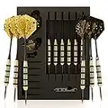 CC-Exquisite Professional Darts Set - 6 Steel Tip Darts Complete with 12 Dart Flights and 12 Aluminum Shafts Customizable Configuration, 12 O-Rings, Tool, Sharpener and Case for Man Cave & Game Room