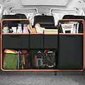 URAQT Car Boot Organiser Waterproof Kick Mats Seat Back Protectors, Travel Durable Foldable Multi-Pocket Children's Cargo Net Storage for Car Backseat Cover (100x45cm)