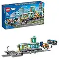 LEGO City Train Station Set 60335 with Toy Bus for Kids, Rail Truck, Tracks and Road Plate Level Crossing, Compatible with City Sets