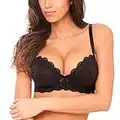 MIERSIDE Femme Soutien-Gorge Noir/Beige Sexy Lace Grande Taille en Dentelles (115D, Noir.)