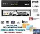 Decoder Satellitare Full HD Compatibile Con Tivu satellitare e Tv Svizzera Italiana S2 DVB-S2 HEVC H265 MAIN 10,Telecomando Universale 2 in 1 per il ricevitore e la TV