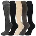 Warm Knee High Socks for Women&Men-Thermal Cotton Socks for Hiking,Work,Winter(Mixed Color 3(5 Pack Women)) One Size