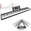 FVEREY Folding Piano Keyboard 88 Key Full Size Semi-Weighted Foldable Piano,Bluetooth Portable Electric Piano with Sheet Music Stand,Sustain Pedal,Handbag & Piano App-Portable for Beginners