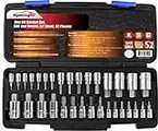 EPAuto Hex Bit Socket Set, 32 Pieces (SAE x 16, Metric x 16)