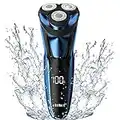 CITHOT Electric Shaver for Men 3D Rechargeable Rotary Shaver Beard Trimmer Wet Dry IPX7 Waterproof Cordless Razor with Pop-up Trimmer,LCD Display and Travel Lock