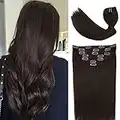 Clip in Hair Extensions Human Hair Double Weft 8A Grade No Tangling No Shedding 100% Remy Human Hair 15 Inch 7pcs 70g Dark Brown Hair Real hair for Fashion Women