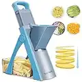 Upgrade Safe Mandoline Slicer Plus for Kitchen, SupMaKin Bigger Port Vegetable Food Potato Chopper, Adjustable Thickness, Julienne & Dicer Salad Making Chopping Artifact (Blue)