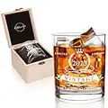 Lighten Life The Legend Has Retired 2023 Whiskey Glass,Funny Retirement Bourbon Glass in Valued Wooden Box,Best Retirement Gag Gift Ideas for Men,Grandpa,Dad ,Husband,Friends,12 oz Old Fashioned Glass