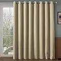 RHF Wide Thermal Blackout Patio Door Curtain Panel, Sliding Door Insulated Curtains,Thermal Curtains,Extra Wide Curtains:100W by 84L Inches-Beige