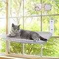 Cat Window Hammock Bed with Two Replaceable Covers,Foldable Cat Window Perch with 4 Strong Suction Cups,Durable Steady Cat Shelf,Pet Kitten Window Seat with Two Types of Installation